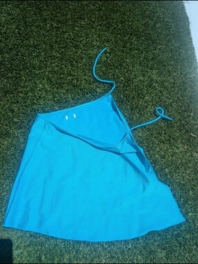 Bright Blue Ribbed Bathing Suit Cover-Up